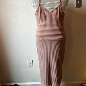 Pink long dress.